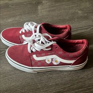 NWOT Vans Red and White Floral Sneakers